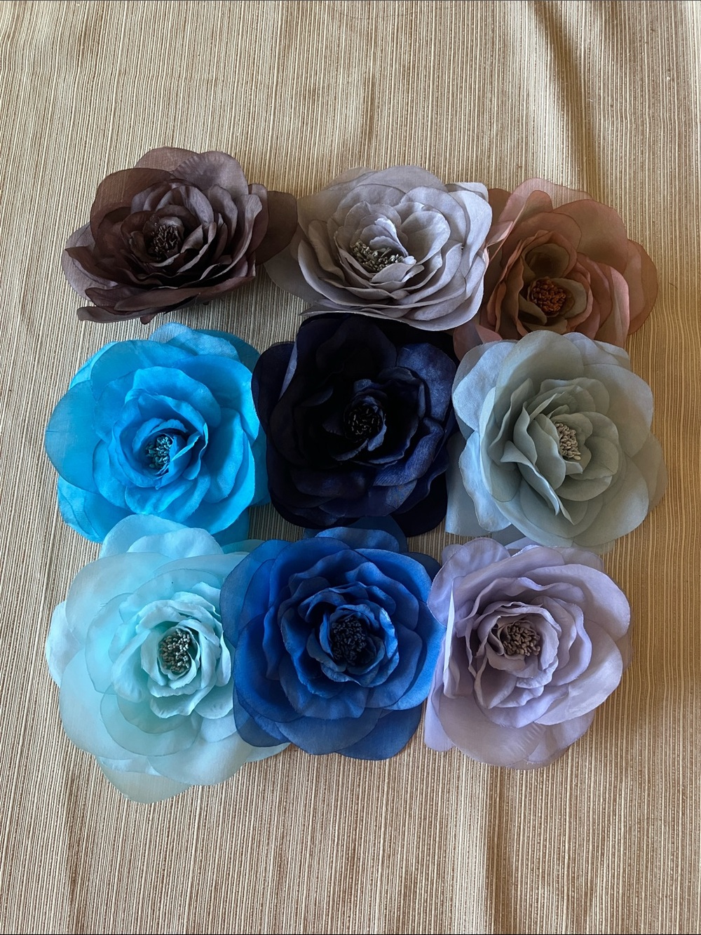Silk organza flower with pin Set - Multicolor 9 for $24